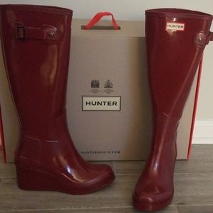 Hunter Damson wedged rain boots
